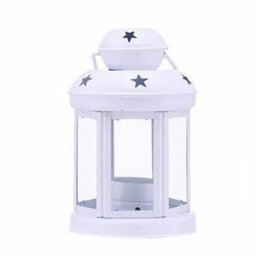 White Iron Candle Holder Handheld Glass Candle Holder Candlestick Stand Lantern Decor - thumbnail 1