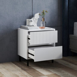 Homcom Bedside Table With 2 Drawers And Steel Legs For Bedroom, White - thumbnail 8