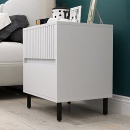 Homcom Bedside Table With 2 Drawers And Steel Legs For Bedroom, White - thumbnail 7