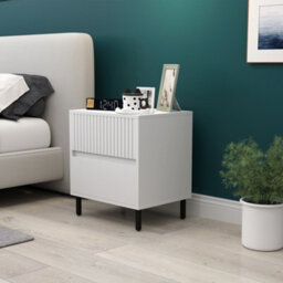 Homcom Bedside Table With 2 Drawers And Steel Legs For Bedroom, White