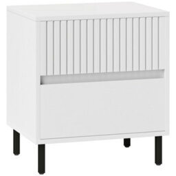 Homcom Bedside Table With 2 Drawers And Steel Legs For Bedroom, White - thumbnail 2