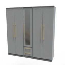 Helmsley Tall 5 Door 2 Drawer 1 Mirror Wardrobe In Dusk Grey (Ready Assembled) - thumbnail 3