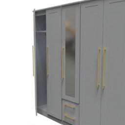 Helmsley Tall 5 Door 2 Drawer 1 Mirror Wardrobe In Dusk Grey (Ready Assembled) - thumbnail 5