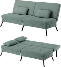 Comhoma Sofa Bed 2-3 Seater Click Clack Sofa Bed 5-Gear Back Angle Adjustable Futon Sofa Lounge For Home, Olive Green-Corduroy - thumbnail 1