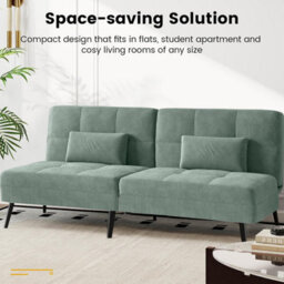 Comhoma Sofa Bed 2-3 Seater Click Clack Sofa Bed 5-Gear Back Angle Adjustable Futon Sofa Lounge For Home, Olive Green-Corduroy - thumbnail 2