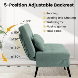 Comhoma Sofa Bed 2-3 Seater Click Clack Sofa Bed 5-Gear Back Angle Adjustable Futon Sofa Lounge For Home, Olive Green-Corduroy - thumbnail 5