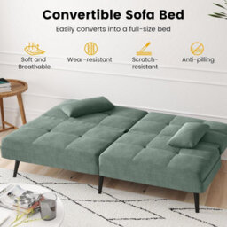 Comhoma Sofa Bed 2-3 Seater Click Clack Sofa Bed 5-Gear Back Angle Adjustable Futon Sofa Lounge For Home, Olive Green-Corduroy - thumbnail 4