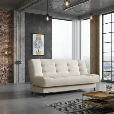 Livia 3 Seater Sofa Bed With Sleeping Function Freestanding Design Compact And Comfortable For Living Or Guest Room Cream - image 1