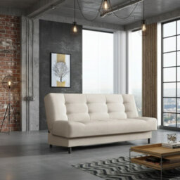 Livia 3 Seater Sofa Bed With Sleeping Function Freestanding Design Compact And Comfortable For Living Or Guest Room Cream - thumbnail 1