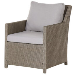 Beliani Garden Lounge Set With Table And Ottoman 5 Seater Fonti With Cushions Pe Rattan Taupe - thumbnail 8