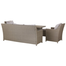 Beliani Garden Lounge Set With Table And Ottoman 5 Seater Fonti With Cushions Pe Rattan Taupe - thumbnail 6