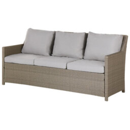 Beliani Garden Lounge Set With Table And Ottoman 5 Seater Fonti With Cushions Pe Rattan Taupe - thumbnail 7