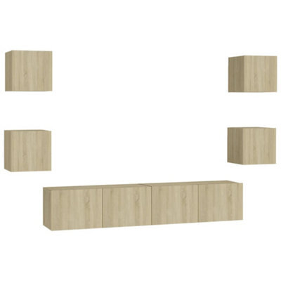 Berkfield Sturdy 6 Piece Tv Cabinet Set Sonoma Oak Engineered Wood - image 1