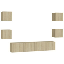 Berkfield Sturdy 6 Piece Tv Cabinet Set Sonoma Oak Engineered Wood - thumbnail 1
