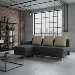 Tom M Corner Sofa Bed With Sleeping Function Chipboard Frame Hr Foam Bonell Springs Storage Graphite And Cream Left