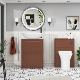 Royal Bathrooms Royal Bathroom Elmore 600mm Terracotta Clay Freestanding Bathroom Vanity Unit 2 Drawer Plain White Worktop With Cesar Basin - thumbnail 5