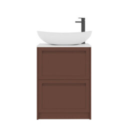 Royal Bathrooms Royal Bathroom Elmore 600mm Terracotta Clay Freestanding Bathroom Vanity Unit 2 Drawer Plain White Worktop With Cesar Basin - thumbnail 7