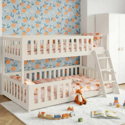 Arte Nicea Cotton Wooden Bunk Bed 90/120 X 200Cm - Foam Bonnell Mattresses - thumbnail 1