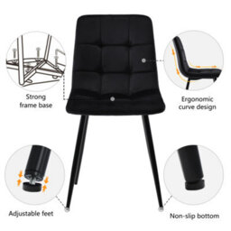 Btm 5 Piece Dining Set, Round Marble Table With Gold Metal Legs  4 Ergonomic Velvet Chairs, Black Dining Chairs - thumbnail 4