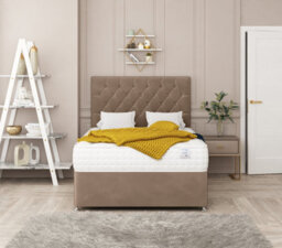 "Bed Choices Monaco Bed Set No Drawer With Mattress & 26"" Headboard -Small Double (Taupe)" - thumbnail 2