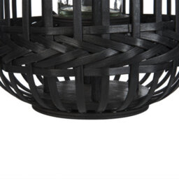 Beliani 30Cm Black Bamboo Candle Lantern With Glass Holder - Matt Hammered Finish - thumbnail 6