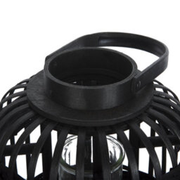 Beliani 30Cm Black Bamboo Candle Lantern With Glass Holder - Matt Hammered Finish - thumbnail 5