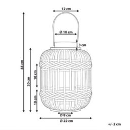 Beliani 30Cm Black Bamboo Candle Lantern With Glass Holder - Matt Hammered Finish - thumbnail 4