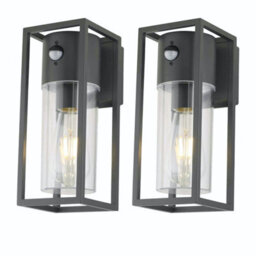 First Choice Lighting Set Of 2 Hale - Black Motion Sensor Outdoor Wall Lights - thumbnail 2