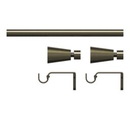 GoodHome Antiki Satin Antique Brass Effect Extendable Cone Single Curtain Pole Set, (L)2000mm-3300mm (Dia)19mm - thumbnail 2