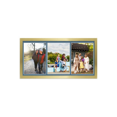 AK Frames 16X8 Dark Grey Sleek Multi Photo Frame With Pompadour Mount - Holds 3 Apertures (3X) 7X5 Photos - image 1