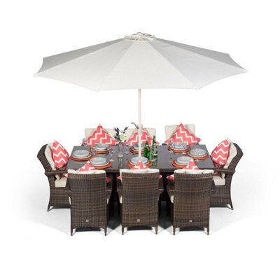 That's Furniture Arizona Rectangular 8 Seater Rattan Patio Dining Set - Brown - image 1