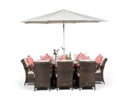 That's Furniture Arizona Rectangular 8 Seater Rattan Patio Dining Set - Brown - thumbnail 2