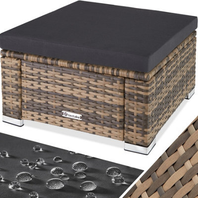 Tectake Footstool Bitonto - Durable, Uv-Resistant Polyrattan Chair, 53 X 53 X 26 Cm - Nature - 1 - image 1