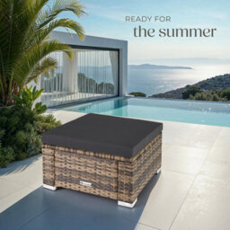 Tectake Footstool Bitonto - Durable, Uv-Resistant Polyrattan Chair, 53 X 53 X 26 Cm - Nature - 1 - thumbnail 8