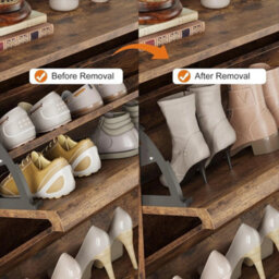 Wooden Hidden Shoe Cabinet 2 Flip Drawers Adjustable Shelves - thumbnail 3