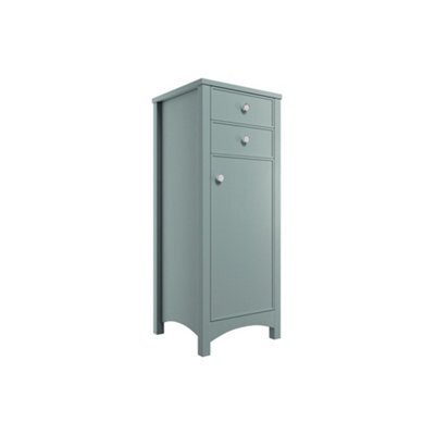 Exbury Tall Seagreen Ash Woodgrain Effect Single Freestanding Bathroom Cabinet With 2 Drawers (H)118Cm (W)46.5Cm - image 1