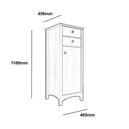 Exbury Tall Seagreen Ash Woodgrain Effect Single Freestanding Bathroom Cabinet With 2 Drawers (H)118Cm (W)46.5Cm - thumbnail 3
