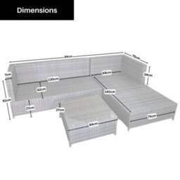 Samuel Alexander 3Pc 4 Seater Brown Rattan Chair Garden Sofa Set Daybed With Grey Cushions And Glass Top Coffee Table - thumbnail 6