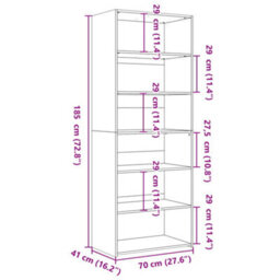 Berkfield Highboard Grey Sonoma 70X41X185 Cm Engineered Wood - thumbnail 9