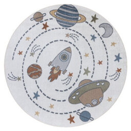 RugsX Carpet Bono 8288 Circle Space, Planets Cream / Anthracite  Circle 100 Cm - thumbnail 3