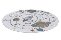 RugsX Carpet Bono 8288 Circle Space, Planets Cream / Anthracite  Circle 100 Cm - thumbnail 1