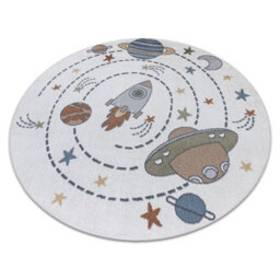 RugsX Carpet Bono 8288 Circle Space, Planets Cream / Anthracite  Circle 100 Cm - thumbnail 4