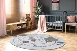 RugsX Carpet Bono 8288 Circle Space, Planets Cream / Anthracite  Circle 100 Cm - thumbnail 5