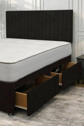 "Knight Sleep Emily Black Naples 4Ft6 Bed Set With Mattress, 2 Drawers Same Side & 24""headboard - Double" - thumbnail 2