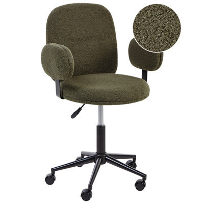 Beliani Desk Chair Moraga Boucle Dark Green - image 1