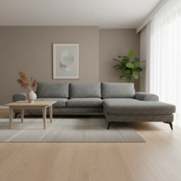 Abakus Direct Venice Chenille Corner Sofa In Charcoal Right Facing With Deep Seats And Extra-Wide Padded Arms - thumbnail 1