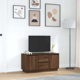 Walplus Tv Cabinet With Led Lights Brown Oak 100X41X50 Cm - thumbnail 4