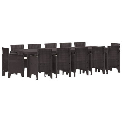 Berkfield Modern Garden Dining Set With Cushion 13 Pcs Brown Rattan - image 1