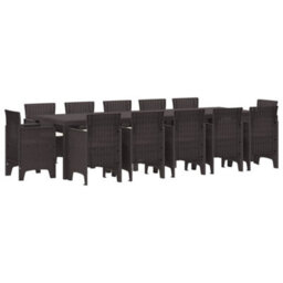 Berkfield Modern Garden Dining Set With Cushion 13 Pcs Brown Rattan - thumbnail 1