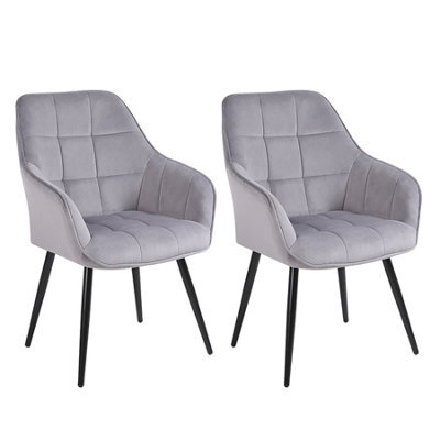 Simpa 2Pc Grey Velvet Modern Contemporary Tub Accent Dining Chairs - image 1